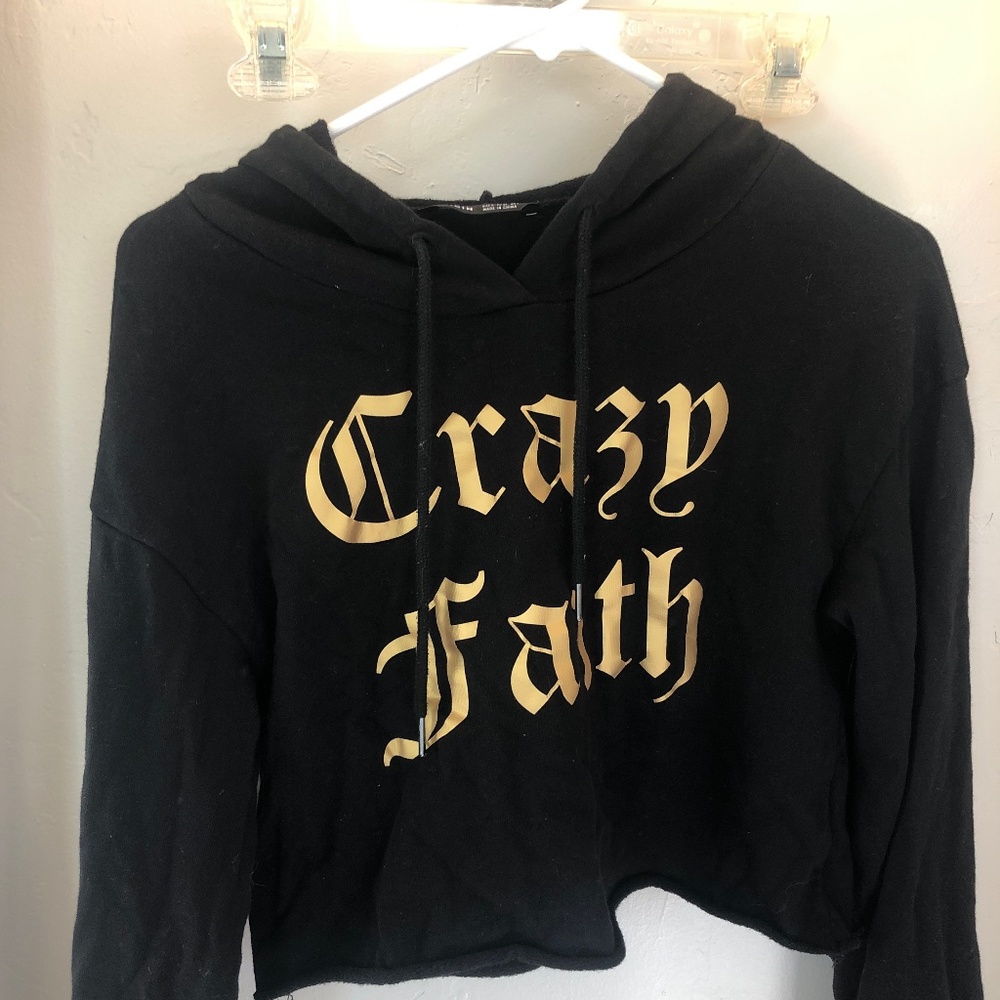 Crazy faith crop hoodie